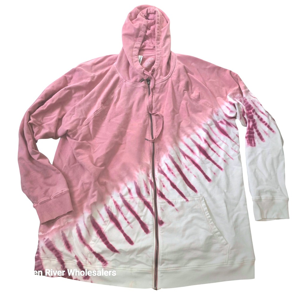Torrid Active Pink White Tie Dye Full Zip Hoodie Sweatshirt Plus Size 5 5X